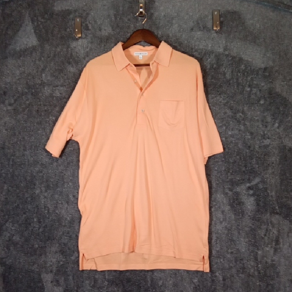 Peter Millar Orange Polo Mens Shirt Classic Design Cotton Golf Performance Large